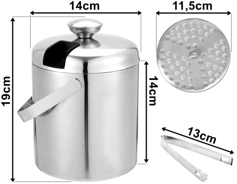 Wiaderko do lodu ze szczypcami 1,3l FACUNDO