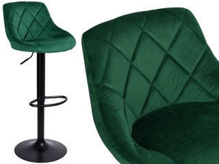 Krzesło barowe CYDRO BLACK welurowe ciemnozielone