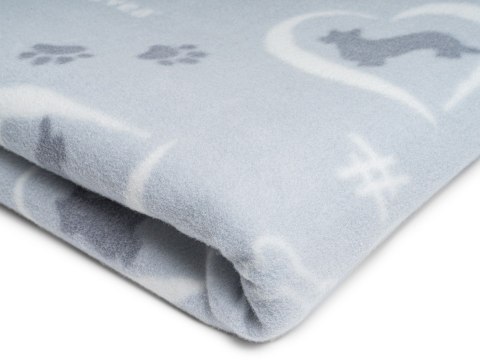 Kocyk polarowy Psie Historie 90x90 (Corgi szare)