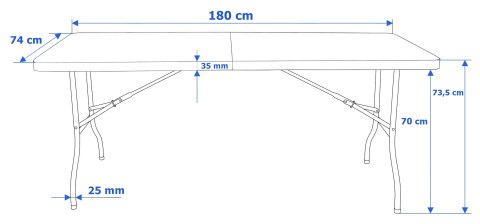 Stół cateringowy FETA BLACK składany w walizkę 180 cm