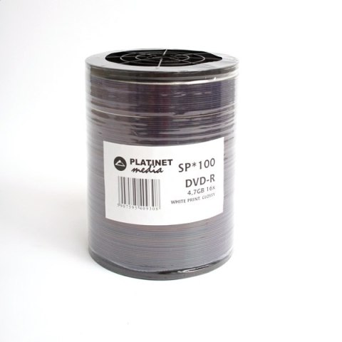 PLATINET DVD-R 4,7GB 16X FF WHITE INKJET PRINTABLE GLOSSY SP*100 [40930]