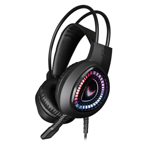 VARR GAMING HEADPHONES RGB SŁUCHAWKI Z MIKROFONEM STEREO 3,5MM USB BLACK [45559] TE