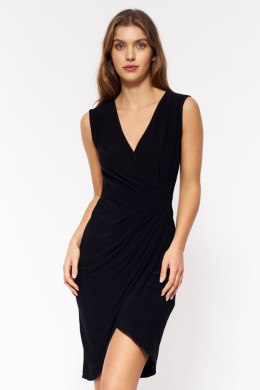 Czarna kopertowa sukienka S202 Black - Nife Nife