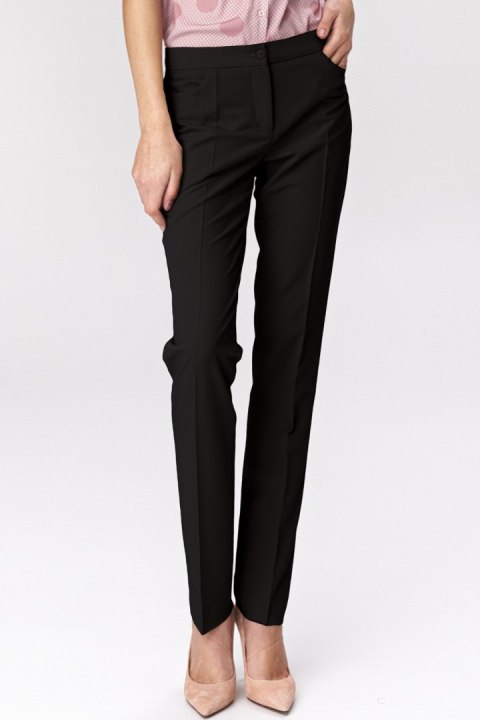 Czarne klasyczne spodnie damskie SD39 Black - Nife Nife