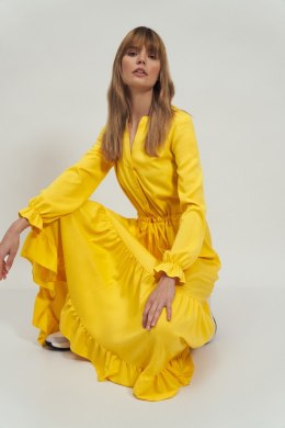 Sukienka Długa żółta sukienka z falbanką S178 Yellow - Nife Nife