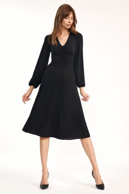 Sukienka Klasyczna czarna sukienka midi S194 Black - Nife Nife