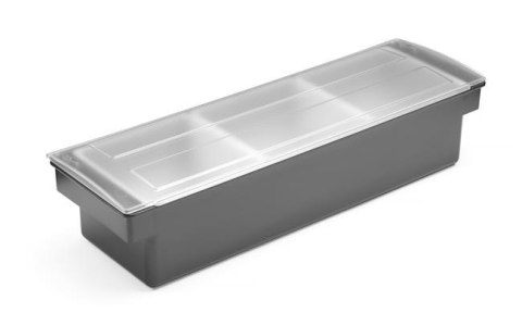 Pojemnik barmański na dodatki do drinków - 3 wkłady, Bar up, czarny, 480x150x(H)100mm