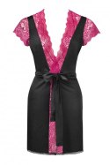 Szlafrok Kumiko LC 90428 Pink Rosses Collection Black Czarny LivCo Corsetti Fashion rozmiar - L/XL CZARNY