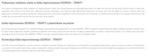 Łóżko tapicerowane GEORGIA TRINITY (SZARY) 140x200 metalowy stelaż