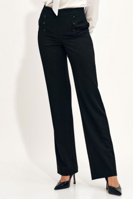 Czarne spodnie wide leg z wysokim stanem SD71 Black - Nife