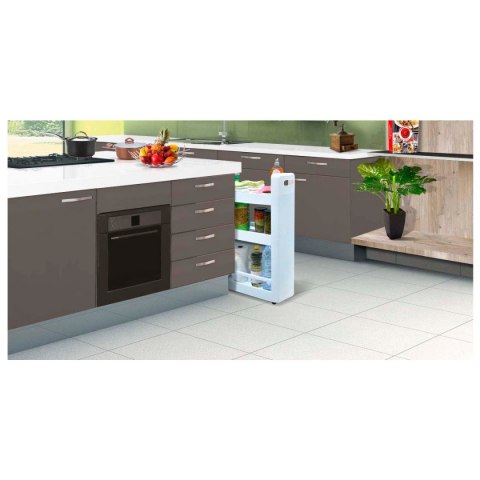 Szafka mobilna 3 półki 60x22x79cm z kółkami, biała Kamai EDA