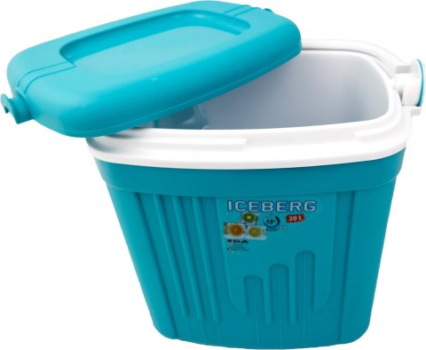 Lodówka turystyczna 20L KAMAI ICEBERG na wkłady mrożące, turkusowa z białą rączką EDA