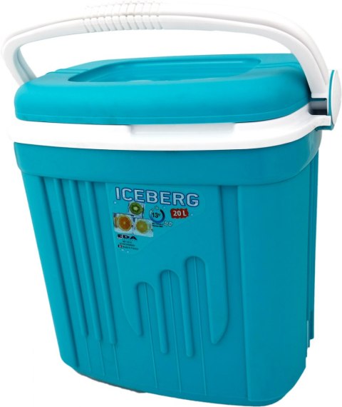 Lodówka turystyczna 20L KAMAI ICEBERG na wkłady mrożące, turkusowa z białą rączką EDA