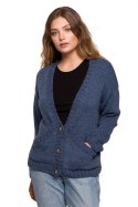 Sweter Kardigan Model BK074 Blue - BE Knit BE Knit