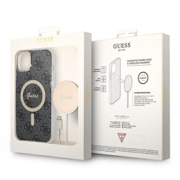 Guess Bundle Pack MagSafe 4G - Zestaw etui + ładowarka MagSafe iPhone 14 (czarny/złoty)