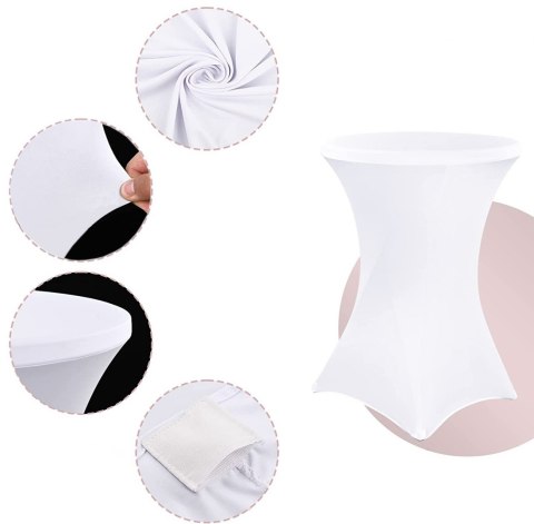 Pokrowiec stolika koktajlowego 80 cm biały