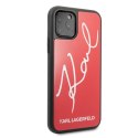 Karl Lagerfeld Double Layers Tempered Glass Glitter Signature Case - Etui iPhone 11 Pro Max (czerwony)