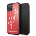 Karl Lagerfeld Double Layers Tempered Glass Glitter Signature Case - Etui iPhone 11 Pro (czerwony)