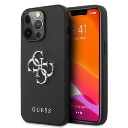 Guess Saffiano 4G Big Silver Logo - Etui iPhone 13 Pro (czarny)