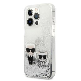 Karl Lagerfeld Liquid Glitter Karl & Choupette - Etui iPhone 13 Pro (srebrny)