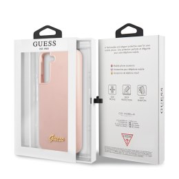 Guess Silicone Script Metal Logo - Etui Samsung Galaxy S22+ (różowy)