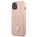 Guess Saffiano Double Card Triangle - Etui iPhone 13 (różowy)