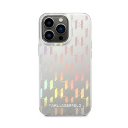 Karl Lagerfeld Monogram Iridescent - Etui iPhone 14 Pro (srebrny)