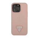 Guess Saffiano Triangle Logo Case - Etui iPhone 14 Pro Max (różowy)