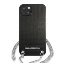 Karl Lagerfeld Leather Textured and Chain - Etui iPhone 13 (czarny)