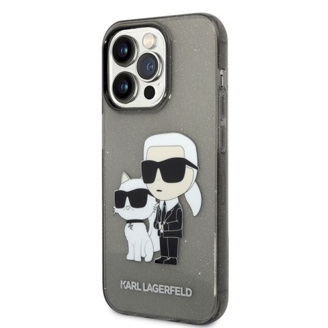 Karl Lagerfeld IML Glitter NFT Karl & Choupette - Etui iPhone 14 Pro Max (czarny)