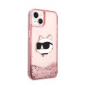 Karl Lagerfeld Liquid Glitter NFT Choupette Head - Etui iPhone 14 Plus (różowy)