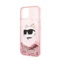 Karl Lagerfeld Liquid Glitter NFT Choupette Head - Etui iPhone 14 Plus (różowy)