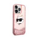 Karl Lagerfeld Liquid Glitter NFT Choupette Head - Etui iPhone 14 Pro Max (różowy)