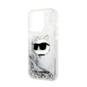 Karl Lagerfeld Liquid Glitter NFT Choupette Head - Etui iPhone 14 Pro (srebrny)