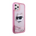 Karl Lagerfeld Liquid Glitter NFT Choupette Head - Etui iPhone 12 / iPhone 12 Pro (różowy)