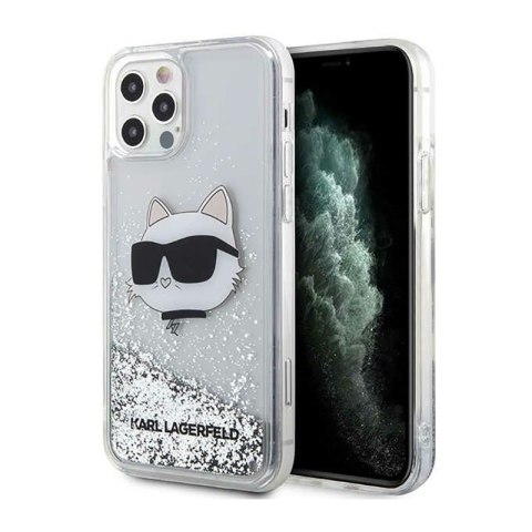 Karl Lagerfeld Liquid Glitter NFT Choupette Head - Etui iPhone 12 / iPhone 12 Pro (srebrny)