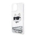 Karl Lagerfeld Liquid Glitter NFT Choupette Head - Etui iPhone 12 / iPhone 12 Pro (srebrny)