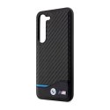 BMW Leather Carbon Blue Line - Etui Samsung Galaxy S23+ (czarny)