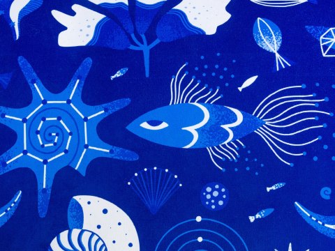 Poduszka wałek Hevea Psie Historie ART 35x10 (Morskie Opowieści)