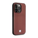 BMW Leather Diamond Pattern - Etui iPhone 14 Pro (burgundowy)