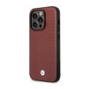 BMW Leather Diamond Pattern MagSafe - Etui iPhone 14 Pro Max (burgundowy)