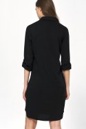 Sukienka Czarna sukienka oversize z podwijanym rękawem S226 Black - Nife Nife