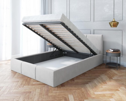 Łóżko tapicerowane FRESIA TRINITY BIAŁY 90x200 metalowy stelaż
