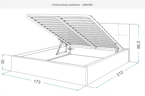 Łóżko tapicerowane FRESIA TRINITY PUDROWY RÓŻ 160X200 metalowy stelaż