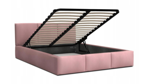 Łóżko tapicerowane FRESIA TRINITY MGLISTY RÓŻ 90x200 metalowy stelaż