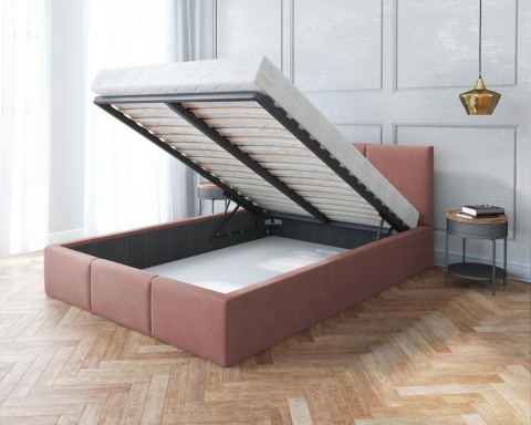 Łóżko tapicerowane FRESIA TRINITY MGLISTY RÓŻ 120X200 metalowy stelaż