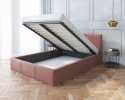 Łóżko tapicerowane FRESIA TRINITY MGLISTY RÓŻ 90x200 metalowy stelaż