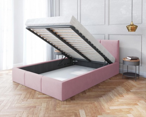 Łóżko tapicerowane FRESIA TRINITY PUDROWY RÓŻ 180X200 metalowy stelaż