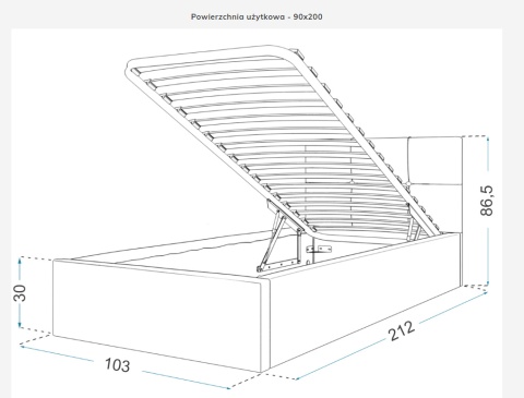 Łóżko tapicerowane RINO Welur Pudrowy Róż 90x200 metalowy stelaż