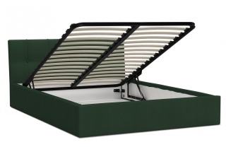 Łóżko tapicerowane RINO Welur Butelkowa Zieleń 180x200 metalowy stelaż